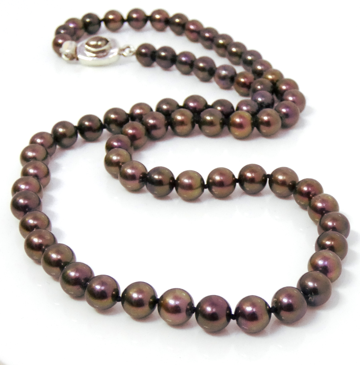 Black/Brown/Aubergine Akoya Pearls Necklace